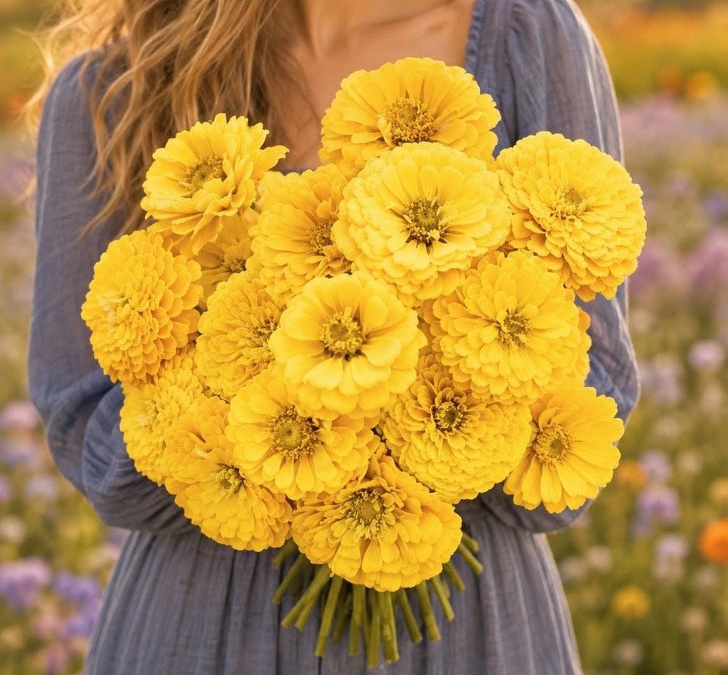 Zinnia Benary's Giant Golden Yellow, Zinnia Jaune doré Benarys géante,  zinnia elegans, annuelle, 25 graines