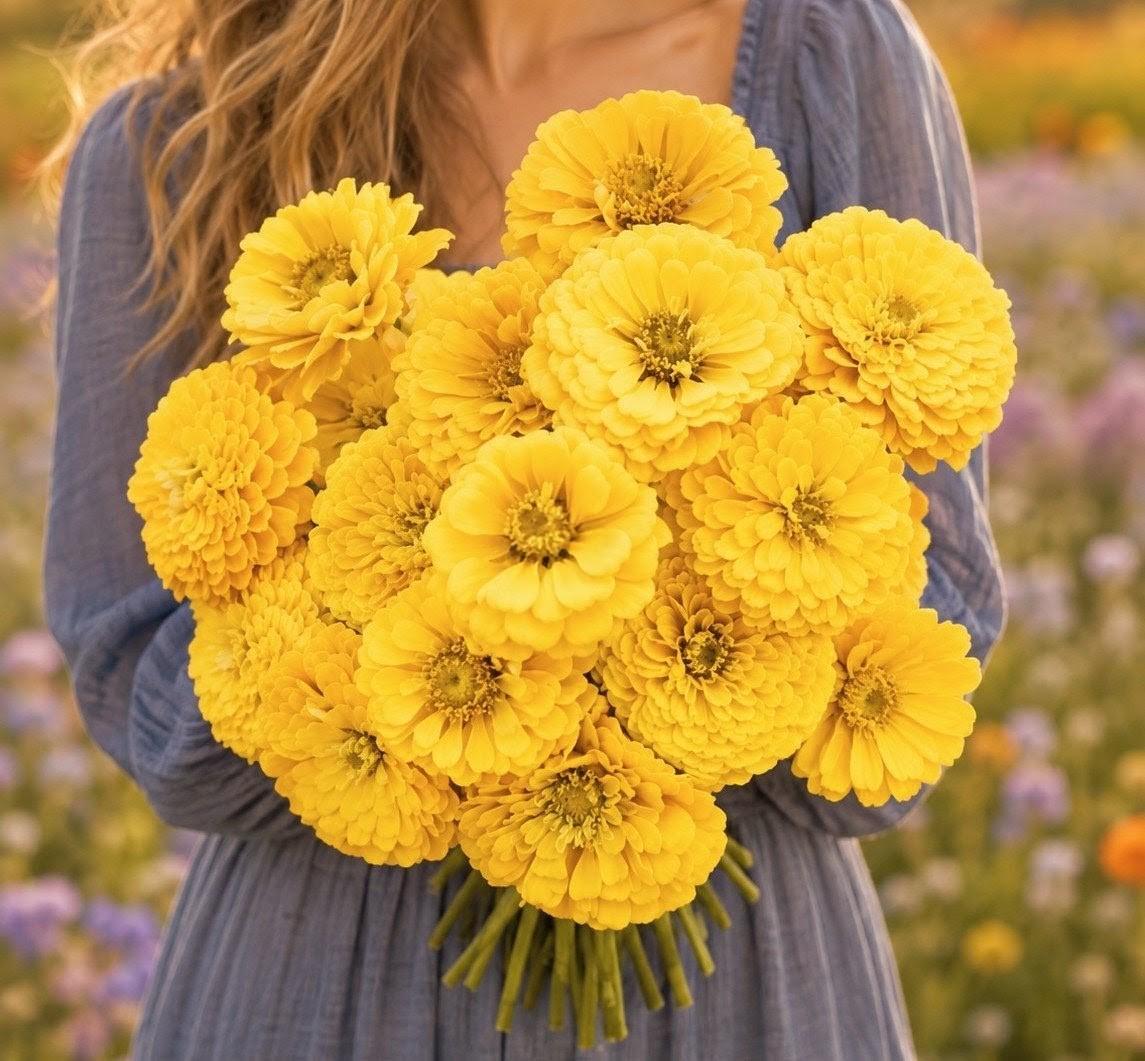 Zinnia Benary's Giant Golden Yellow, Zinnia Jaune doré Benarys géante,  zinnia elegans, annuelle, 25 graines
