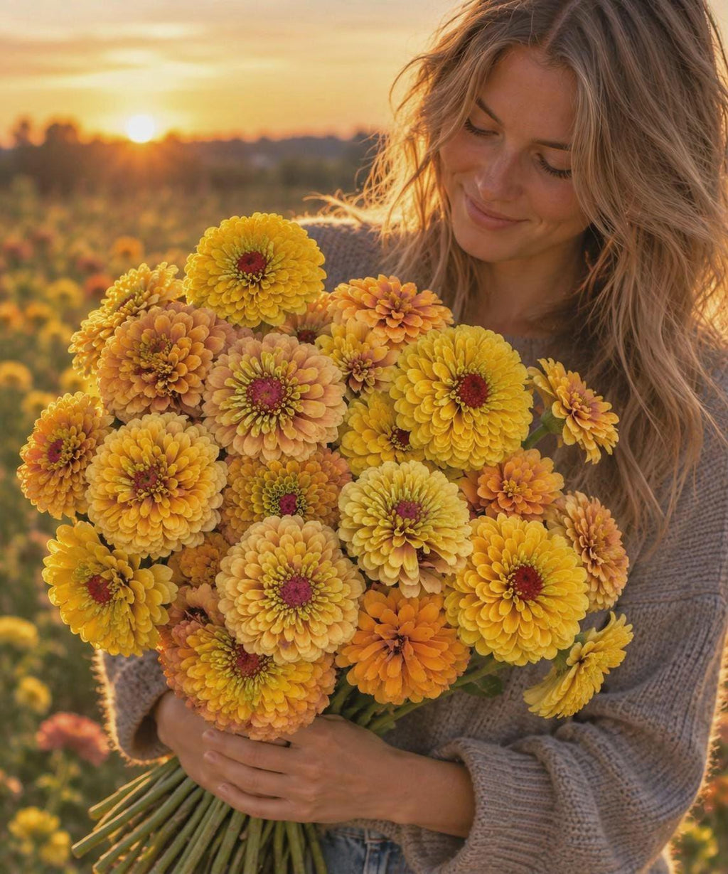 Zinnia Queeny Lemon Peach, vintage toned, Zinnia elegans annuelle, Queen Lime peach, speciality zinnia, annuelle, zinnia elegans